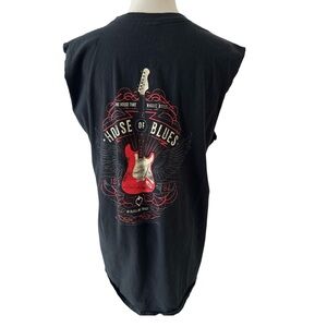 House of Blues Las Vegas Muscle Tank Top Black Guitar Graphic Large 1992